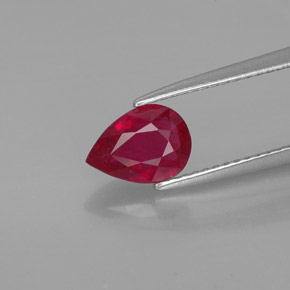 1.37 ct Red Ruby Gemstone, Ruby Gem in Pear Facet Shape for Sale.