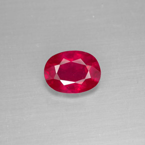 1.62 ct Red Ruby Gemstone, Ruby Gem in Oval Facet Shape for Sale.