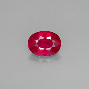1.67 ct Red Ruby Gemstone, Ruby Gem in Oval Facet Shape for Sale.