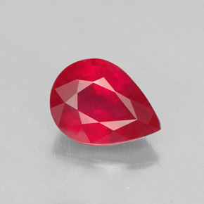 1.36 ct Red Ruby Gemstone, Ruby Gem in Pear Facet Shape for Sale.
