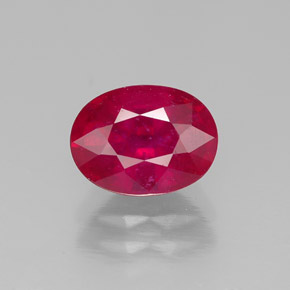 1.88 ct Red Ruby Gemstone, Ruby Gem in Oval Facet Shape for Sale.