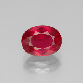 1.73 ct Red Ruby Gemstone, Ruby Gem in Oval Facet Shape for Sale.