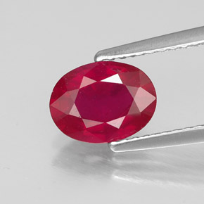 1.54 ct Red Ruby Gemstone, Ruby Gem in Oval Facet Shape for Sale.