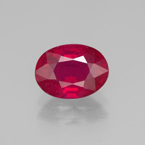 1.66 ct Red Ruby Gemstone, Ruby Gem in Oval Facet Shape for Sale.