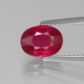 1.70 ct Red Ruby Gemstone, Ruby Gem in Oval Facet Shape for Sale.
