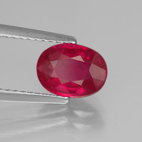 1.70 ct Red Ruby Stone, Natural Ruby in Oval Facet Shape for Sale