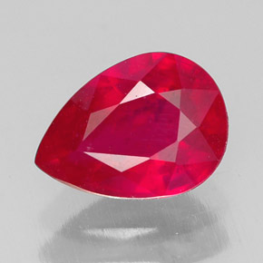 1.42 ct Red Ruby Gemstone, Ruby Gem in Pear Facet Shape for Sale.