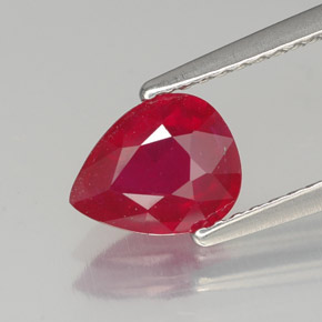 1.44 ct Red Ruby Gemstone, Ruby Gem in Pear Facet Shape for Sale.