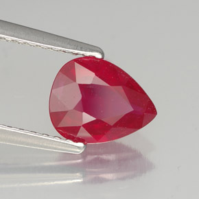 1.44 ct Red Ruby Stone, Natural Ruby in Pear Facet Shape for Sale
