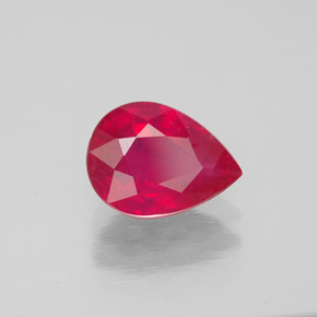 1.54 ct Red Ruby Stone, Natural Ruby in Pear Facet Shape for Sale