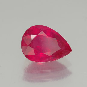 1.58 ct Red Ruby Stone, Natural Ruby in Pear Facet Shape for Sale