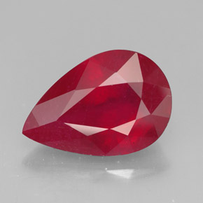 3.68 ct Red Ruby Gemstone, Ruby Gem in Pear Facet Shape for Sale.
