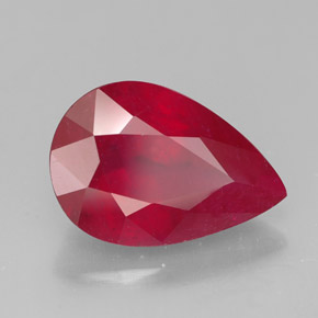 3.68 ct Red Ruby Stone, Natural Ruby in Pear Facet Shape for Sale