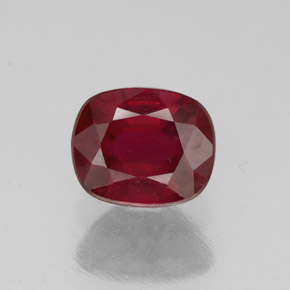 1.49 ct Red Ruby Gemstone, Ruby Gem in Cushion-Cut Shape for Sale.