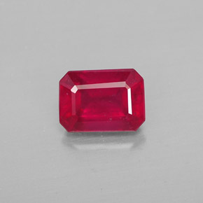 1.38 ct Red Ruby Gemstone, Ruby Gem in Octagon Facet Shape for Sale.
