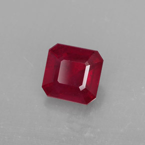 1.58 ct Red Ruby Stone, Natural Ruby in Octagon Facet Shape for Sale
