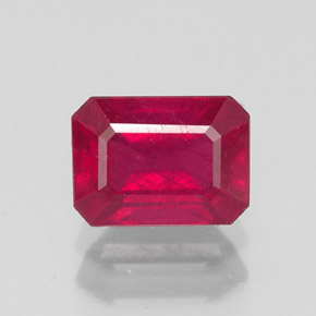 1.62 ct Red Ruby Gemstone, Ruby Gem in Octagon Facet Shape for Sale.