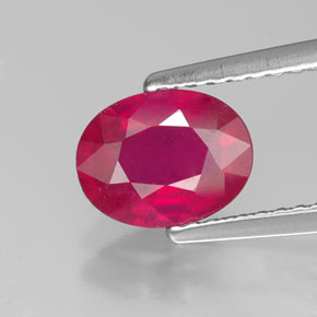 1.53 ct Red Ruby Gemstone, Ruby Gem in Oval Facet Shape for Sale.
