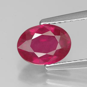 1.61 ct Red Ruby Gemstone, Ruby Gem in Oval Facet Shape for Sale.
