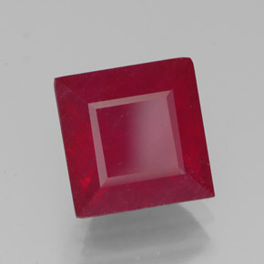 3.44 ct Red Ruby Stone, Natural Ruby in Square Facet Shape for Sale