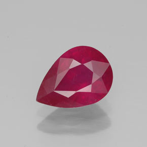 1.34 ct Red Ruby Gemstone, Ruby Gem in Pear Facet Shape for Sale.