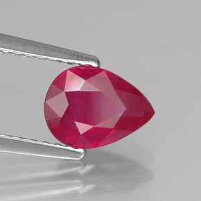 1.44 ct Red Ruby Stone, Natural Ruby in Pear Facet Shape for Sale