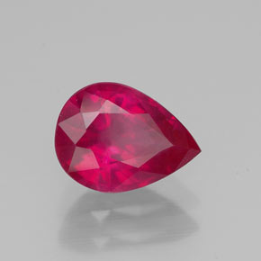 1.51 ct Red Ruby Stone, Natural Ruby in Pear Facet Shape for Sale