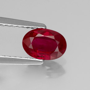 1.01 ct Red Ruby Gemstone, Ruby Gem in Oval Facet Shape for Sale.