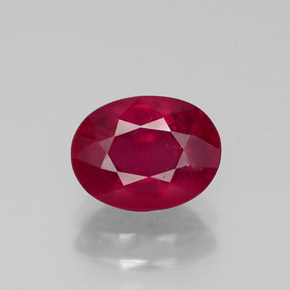 2.01 ct Red Ruby Gemstone, Ruby Gem in Oval Facet Shape for Sale.