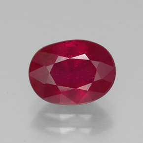 2.48 ct Red Ruby Gemstone, Ruby Gem in Oval Facet Shape for Sale.