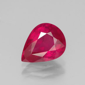 1.83 ct Red Ruby Gemstone, Ruby Gem in Pear Facet Shape for Sale.