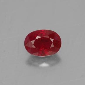 6.5 x 4.7mm Oval Facet Red Ruby from Myanmar, Weight of 0.97ct, Natural heated gemstone in VS-SI Clarity, 1pc Ruby - the Color is Blood Red, Mohs Hardness of 9 suitable for daily wear jewelry, Gem-Lab Certified, Tuesday Gemstone, Photo A