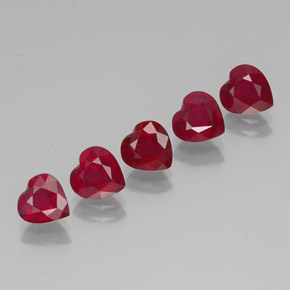 5.19 ct Red Ruby Gemstone, Ruby Gem in Heart Facet Shape for Sale.