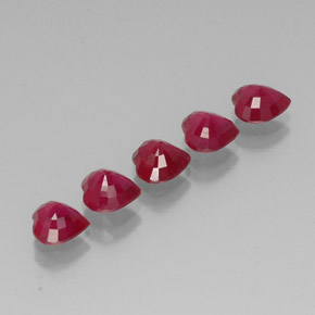 Ruby Gemstone in 6 x 6 mm (calibrated) Size for Sale, Ruby Stone in Pink Red Color