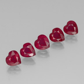 5.36 ct Red Ruby Gemstone, Ruby Gem in Heart Facet Shape for Sale.