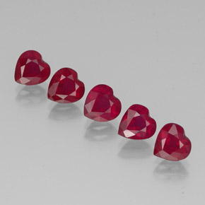 5.36 ct Red Ruby Stone, Natural Ruby in Heart Facet Shape for Sale