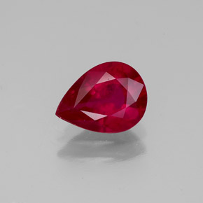 1.31 ct Red Ruby Gemstone, Ruby Gem in Pear Facet Shape for Sale.