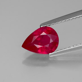 1.30 ct Red Ruby Gemstone, Ruby Gem in Pear Facet Shape for Sale.