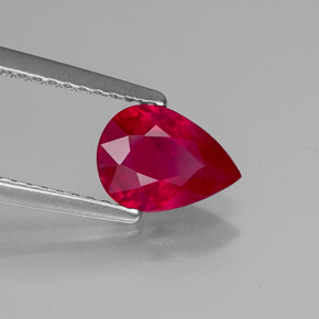 1.30 ct Red Ruby Stone, Natural Ruby in Pear Facet Shape for Sale
