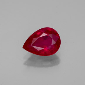 1.37 ct Red Ruby Gemstone, Ruby Gem in Pear Facet Shape for Sale.