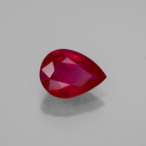 1.37 ct Red Ruby Stone, Natural Ruby in Pear Facet Shape for Sale