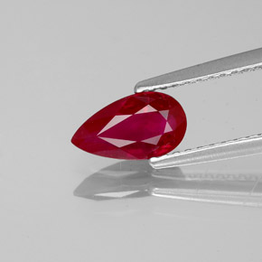 1.02 ct Red Ruby Gemstone, Ruby Gem in Pear Facet Shape for Sale.
