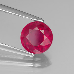 1.67 ct Red Ruby Stone, Natural Ruby in Round Facet Shape for Sale