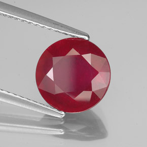 3.53 ct Red Ruby Stone, Natural Ruby in Round Facet Shape for Sale