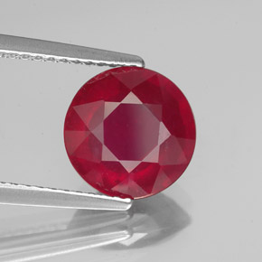 3.39 ct Red Ruby Stone, Natural Ruby in Round Facet Shape for Sale