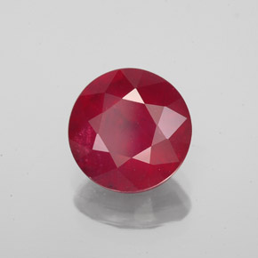 3.38 ct Red Ruby Stone, Natural Ruby in Round Facet Shape for Sale