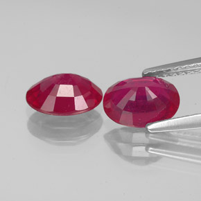 Ruby Gemstone in 8 x 6 mm (calibrated) Size for Sale, Ruby Stone in Violet Red Color