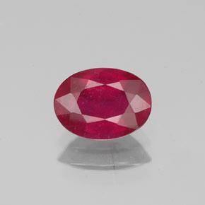 1.37 ct Red Ruby Gemstone, Ruby Gem in Oval Facet Shape for Sale.