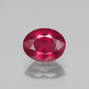 1.57 ct Red Ruby Gemstone, Ruby Gem in Oval Facet Shape for Sale.