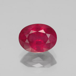 1.87 ct Red Ruby Gemstone, Ruby Gem in Oval Facet Shape for Sale.